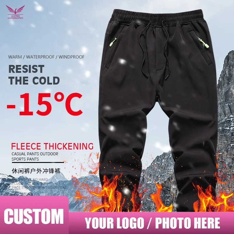 custom logo men Winter Softshell Fleece waterproof Outdoor Pants Trekking Fish Camp customzation Climb Hiking Warm Travel Trou