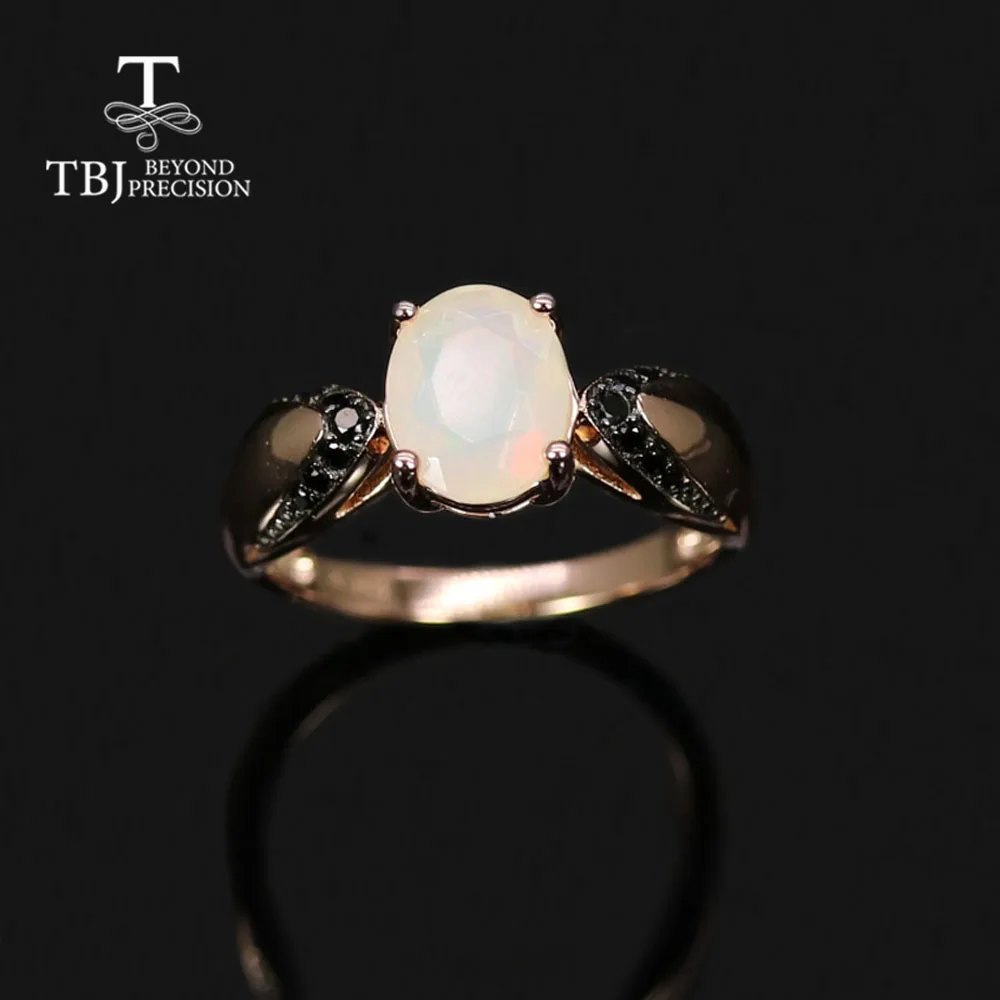 Simple design Ethiopia opal oval 7*9mm natural gemstone ring 925 sterling silver fine jewelry suitable for daily wear