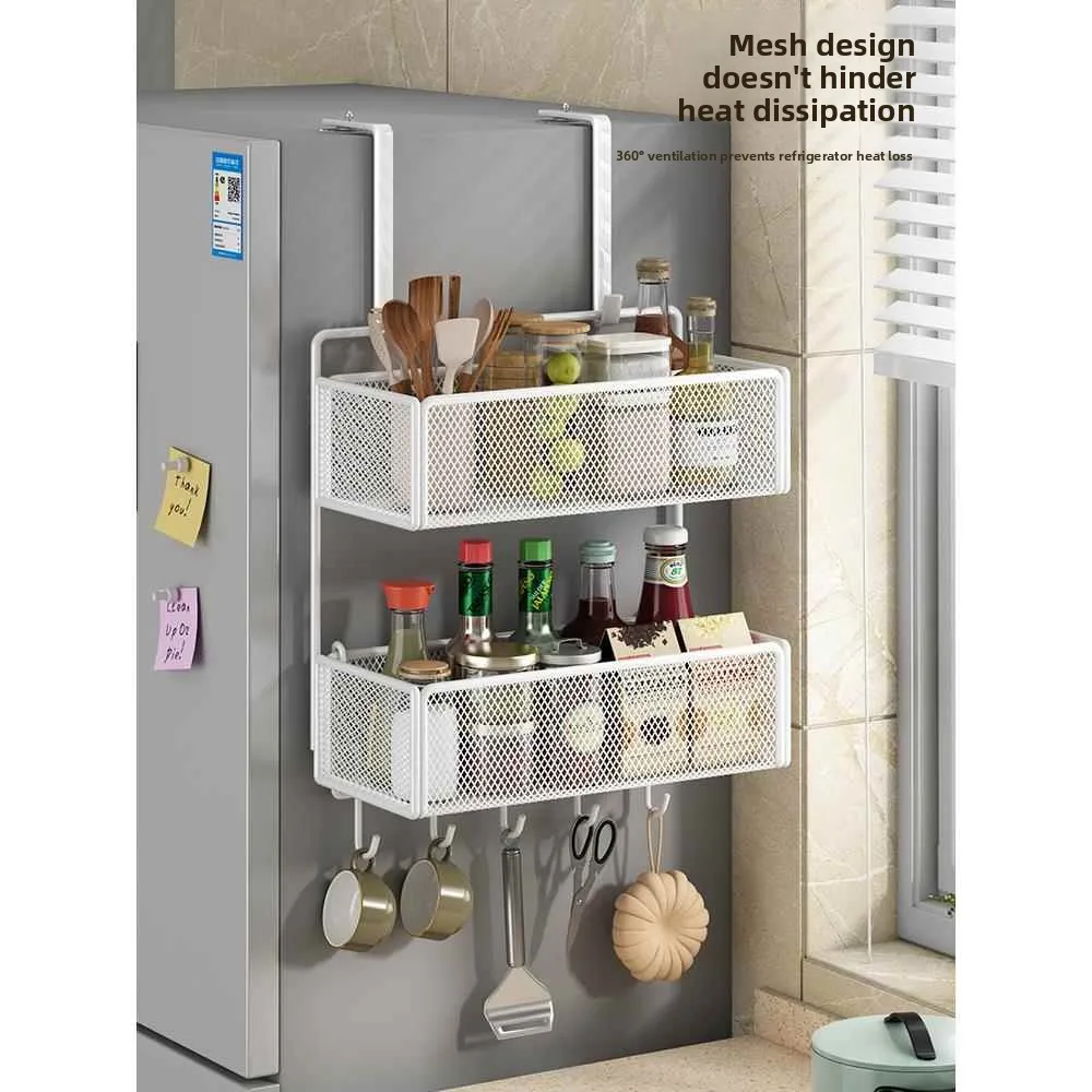 

Современная минималистичная металлическая полка для хранения в холодильнике, держатель для кухонных принадлежностей, многофункциональная полка для посуды и специй, корзина без сверления