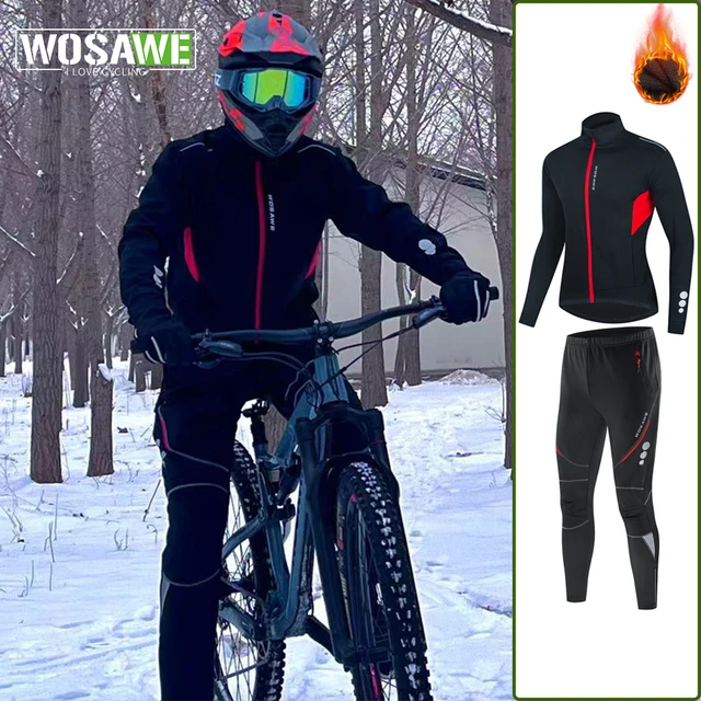 WOSAWE Winter Thermal Cycling Set Bicycle Jacket Clothes Pants Outdoor Sport Suit Windproof Coat MTB Road Bike Men Sportswear AliExpress