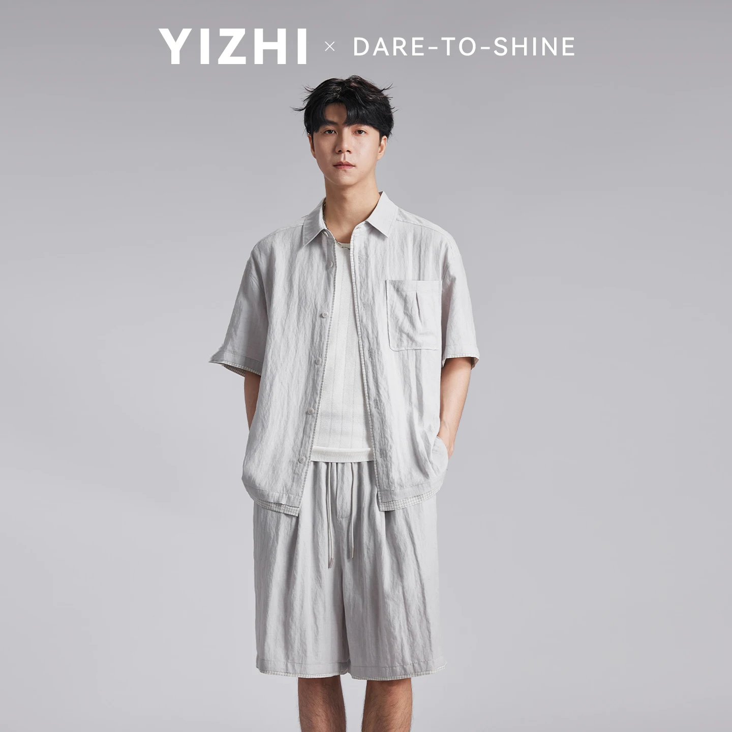 Fashion Men Lyocell Linen Two Piece Set 2026 Summer Lapel Loose Casual Cool Feel Shirt And Shorts Outfit - Image 3