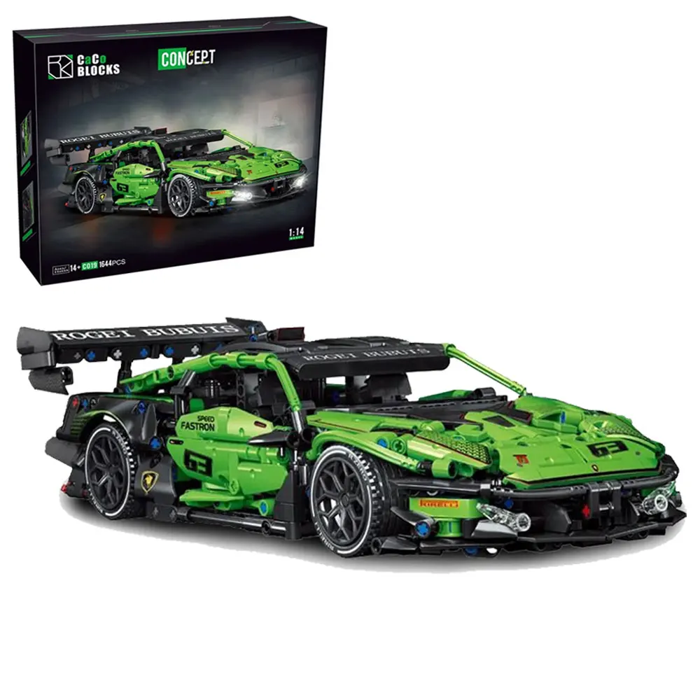 1644PCS Tecnico Verde Super Lambor Modello di Auto Sportiva Building Blocks Veicolo Famoso Assemblare Mattoni Giocattoli Per Adulti