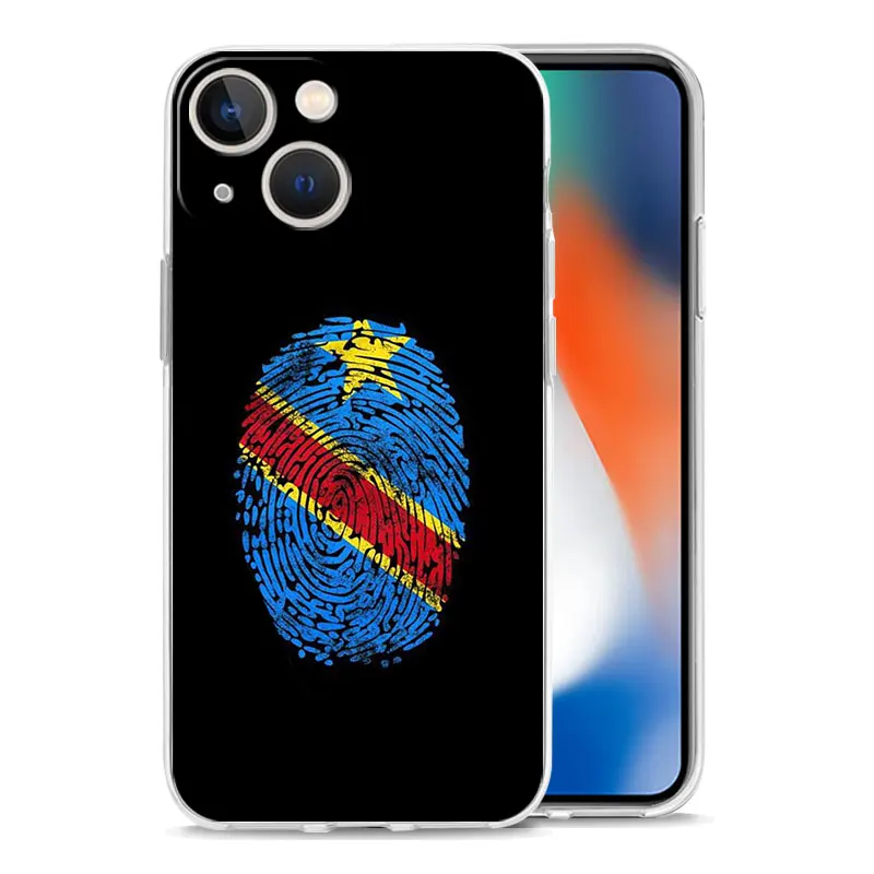 Congo flag Luxury Transparent Phone Case For iPhone 15 14 13 12 mini 11 Pro Max XS X XR SE 7 8 Plus Silicone Clear Cover