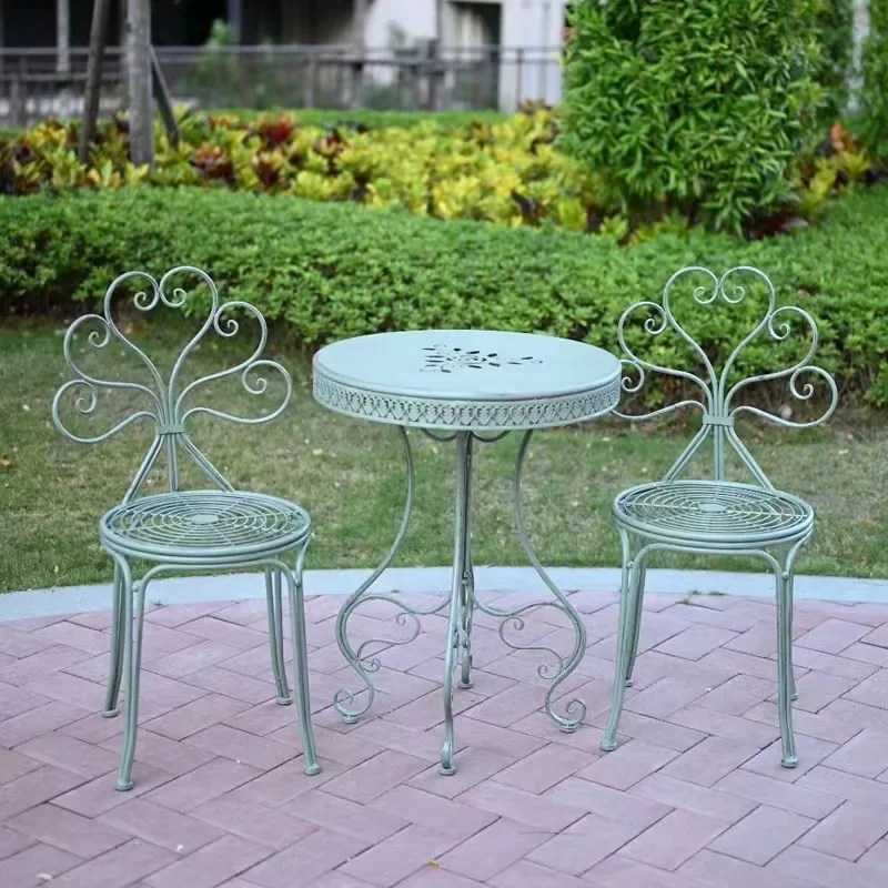 DSA American pastoral style wrought iron new beautiful tables and chairs outdoor balcony garden old flower pot rack decorative