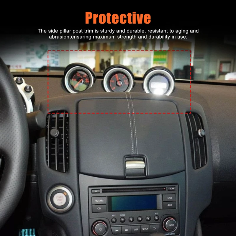 

3pcs ABS carbon fiber For Nissan 370Z 400Z 2009-2020 car center console clock panel cover decorative sticker car accessories