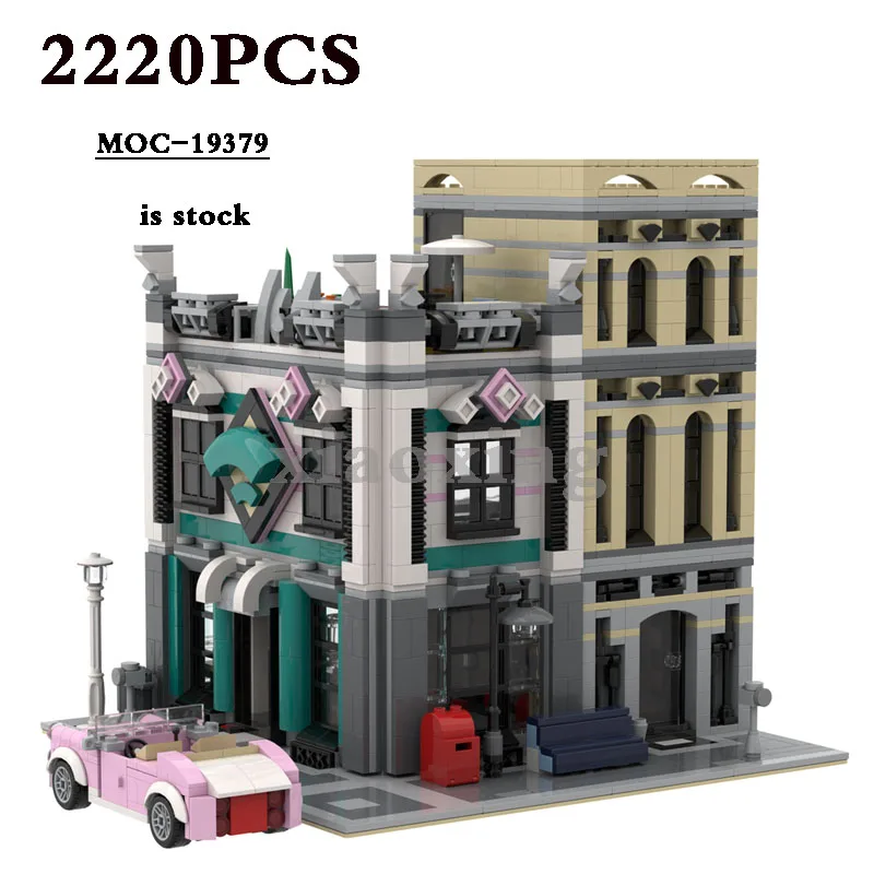 MOC-19379 Internet Cafe 10260 City Center Restaurant Spare Model Modular City Building 2220PCS Building Blocks Toy Birthday Gift