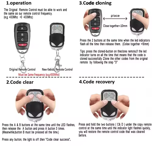 1-50PCS Smart Copy Duplicator 433mhz Remote Control 4 Button Electric Garage Door Gate Remote Cloning 433.92 MHz Transmitter - Image 3