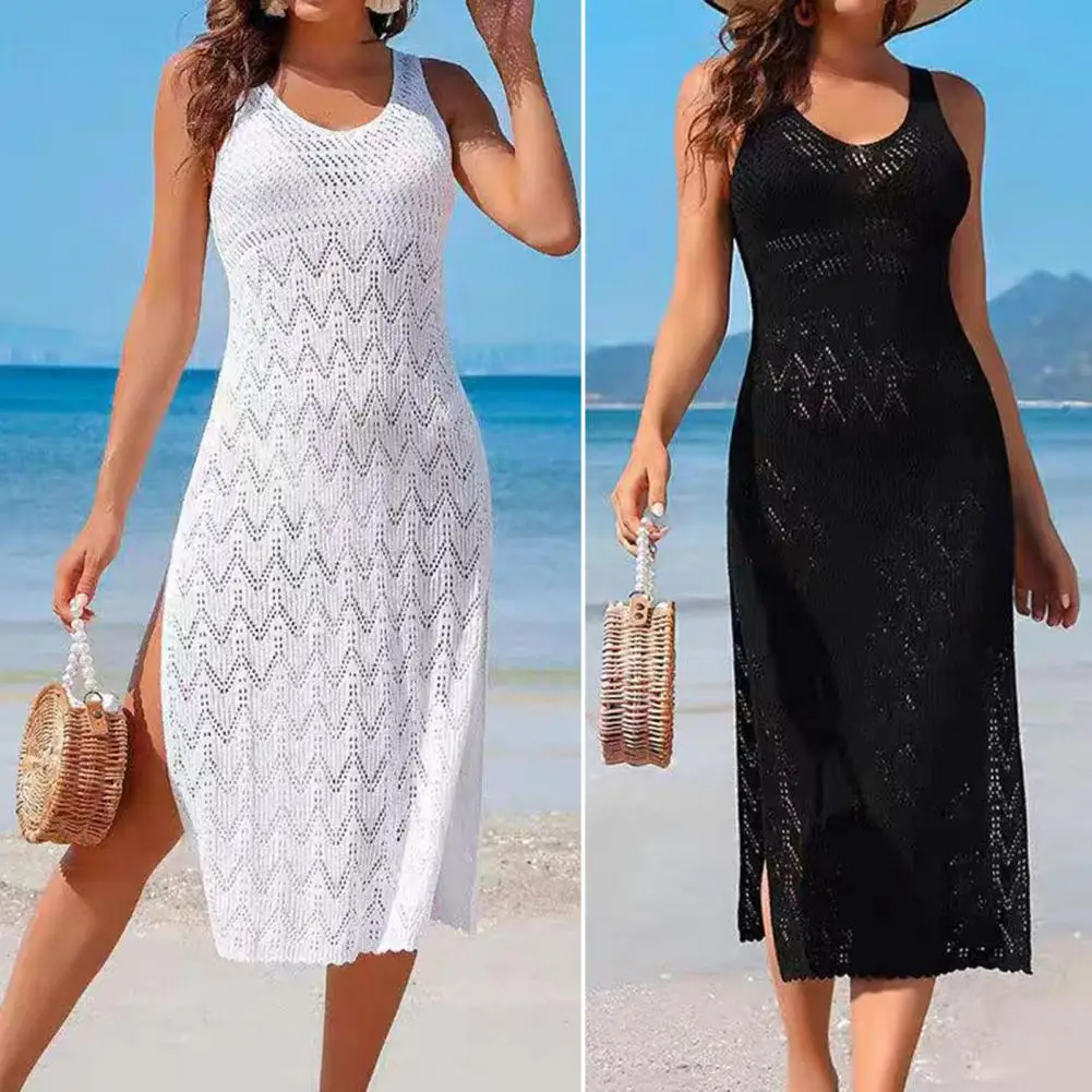 2025 섹시 여성 홀로우 코브업 V넥 스트랩 레이디 숏 비치 드레스 여성 민소매 브라질리언 수영복 커버업