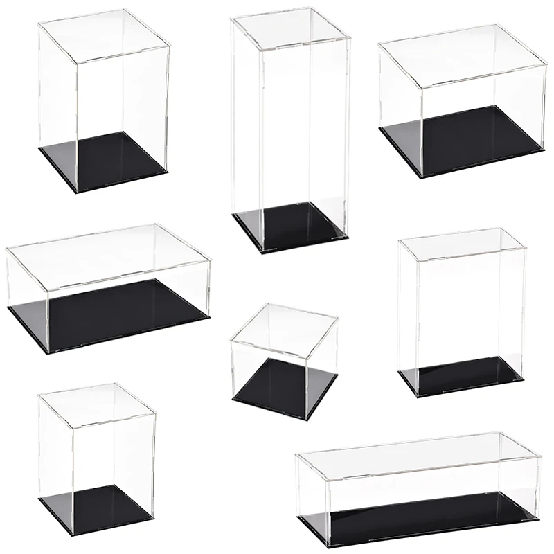 

Дисплей в акриловом футляре, пылезащитные коробки для органайзера, поделок, предметов коллекционирования, игрушек, модель экшн-фигурки, прозрачная, черная основа