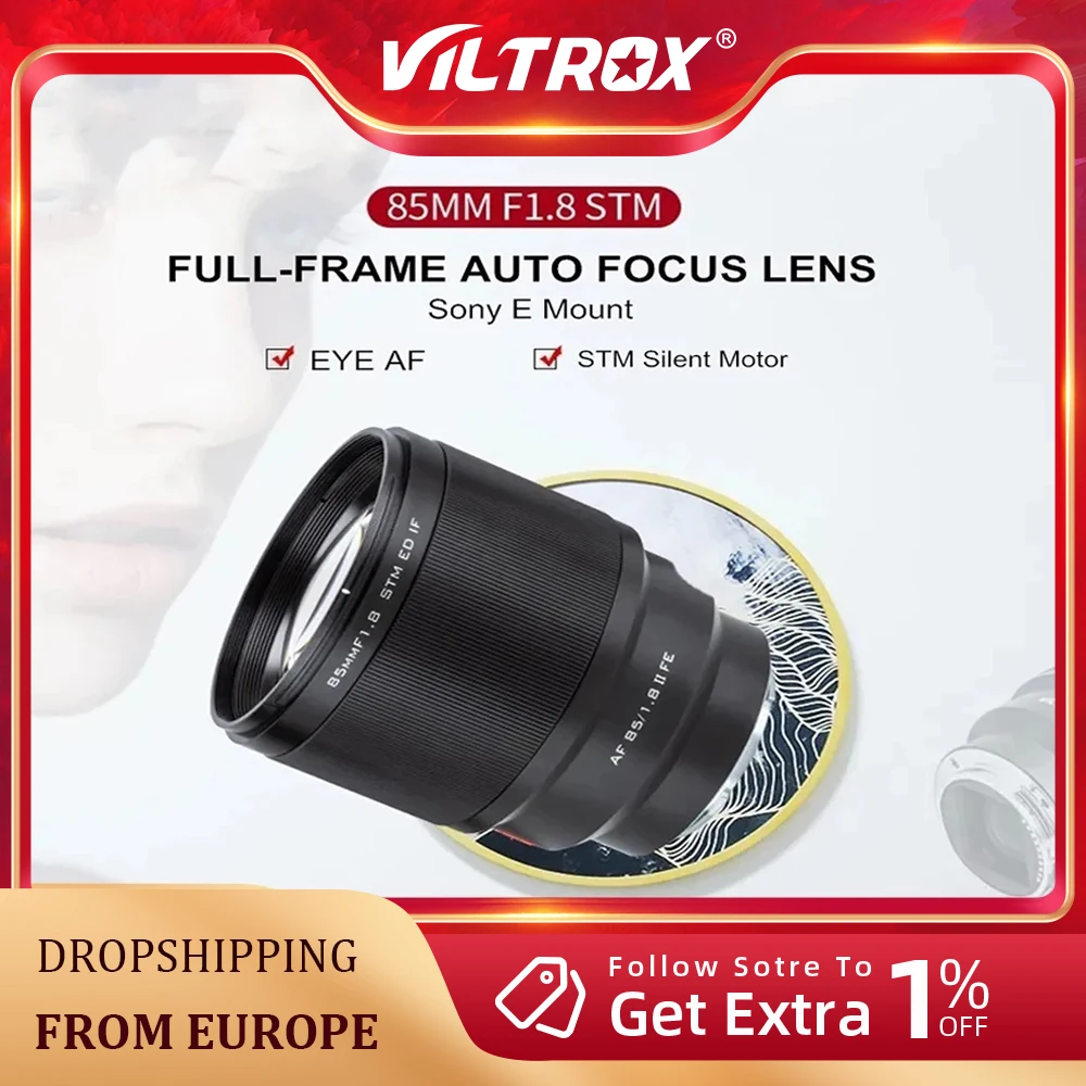 VILTROX 85mm f/1.8 Mark II STM Auto Focus Fixed focus lens F1.8 Lens for Camera SONY E-mount A9II a7IV a7RV a7SII A6500 A6600