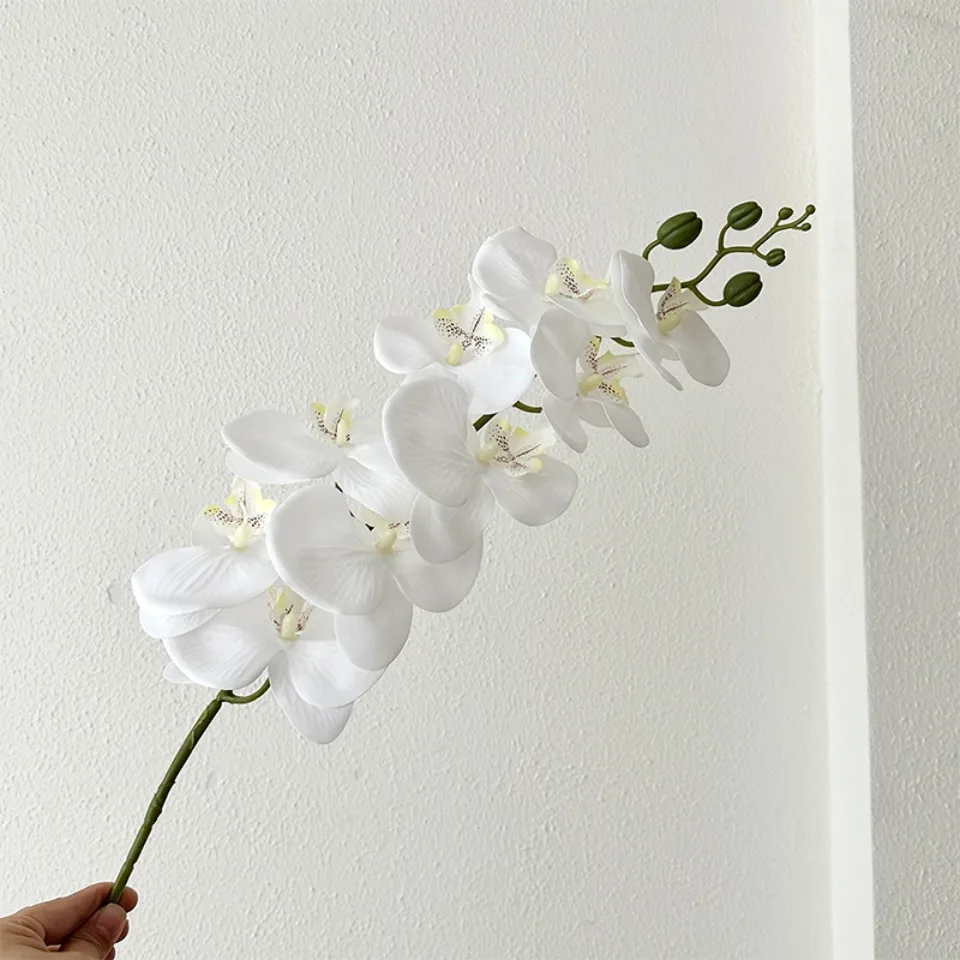9-Köpfiger Künstlicher Phalaenopsis-Blumenzweig Realistische Seidenblume Künstliche Orchidee für Hochzeit, Party und Heimdekoration – Detail 5