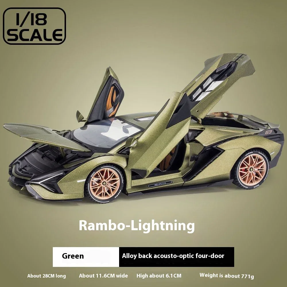 1:18 Lamborghini SIAN FKP37 sportwagen Diecast Metaallegering Model auto Geluid Licht Pull Back Collection Kinderen Speelgoed geschenken