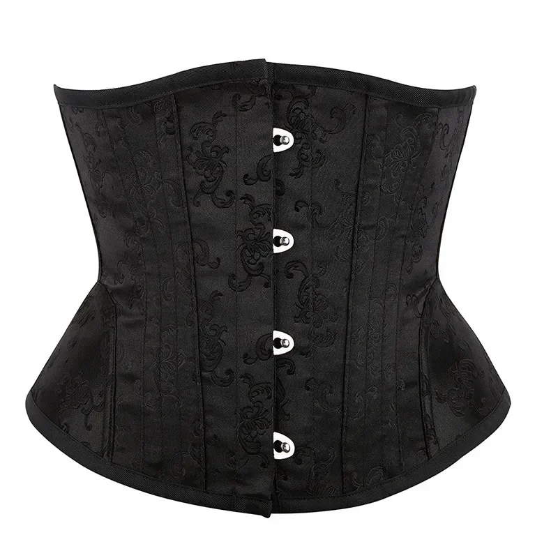 

Women Gothic Sexy Satin Underbust Corset Bustier Steel Boned Waist Cincher Slimming Body Shaper Corselete Lingerie Plus Size