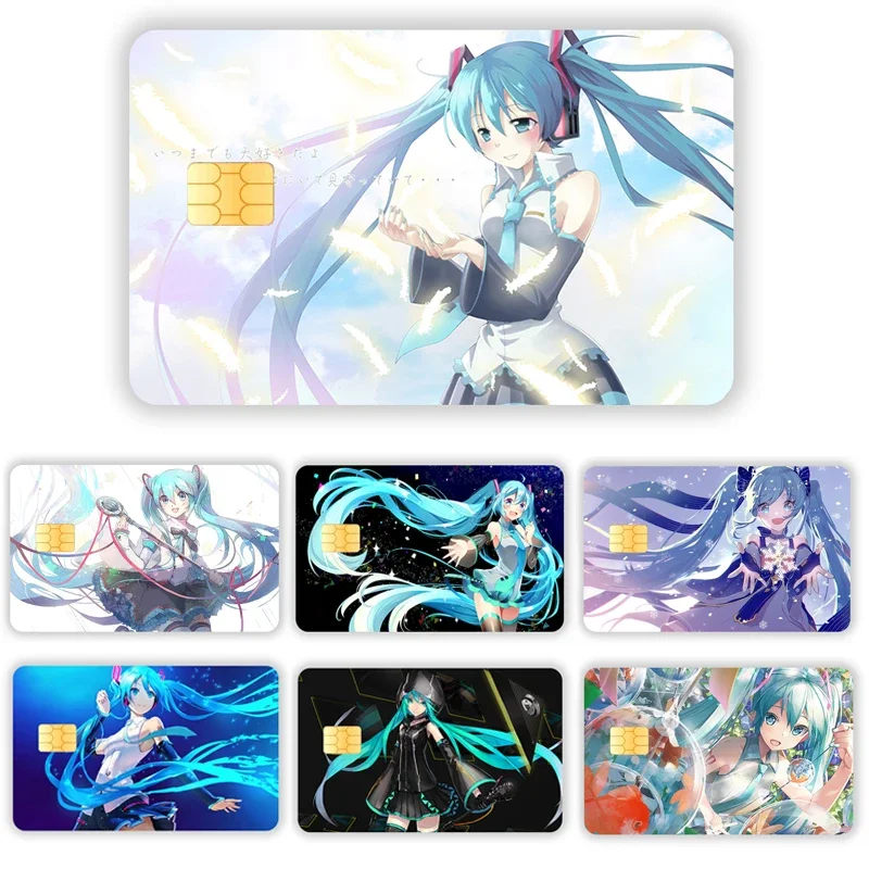 Cartoon Credit Card Skin Stickers Waterproof Sticker Decoration Debit Bank Charge Card Protective Film Hatsune Miku