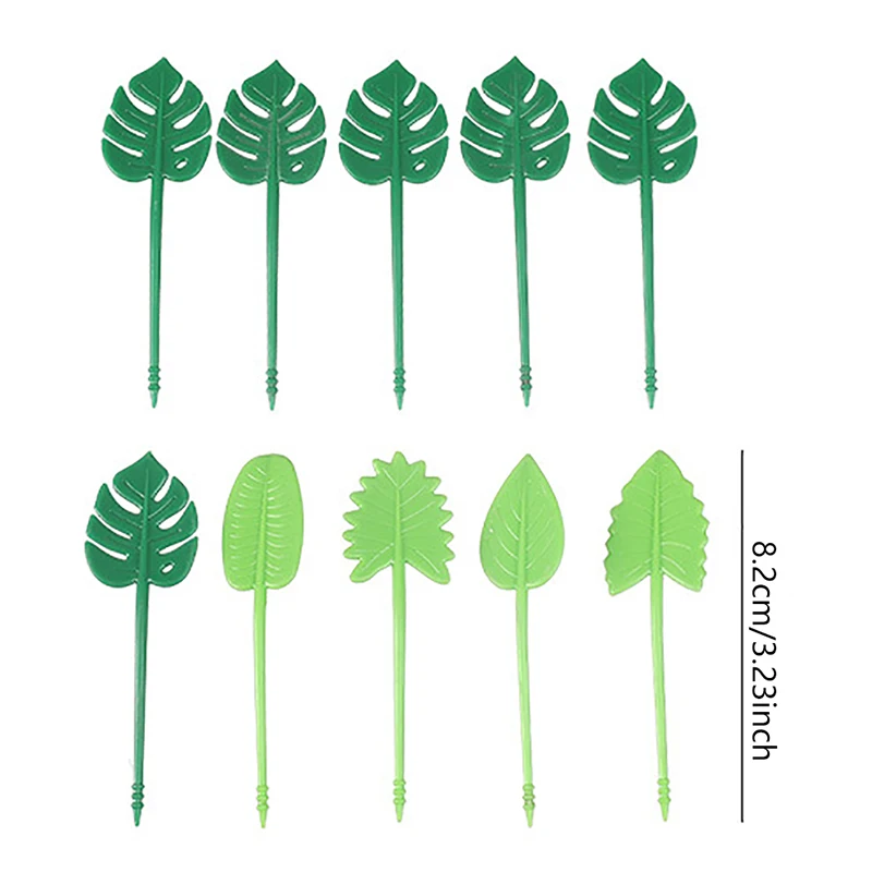 10Pcs Kids Fruit Picks Needle Stick Toothpicks Mini Creative Leaf ShapeFruit Cake Dessert Food Forks Lunch Box Accessories