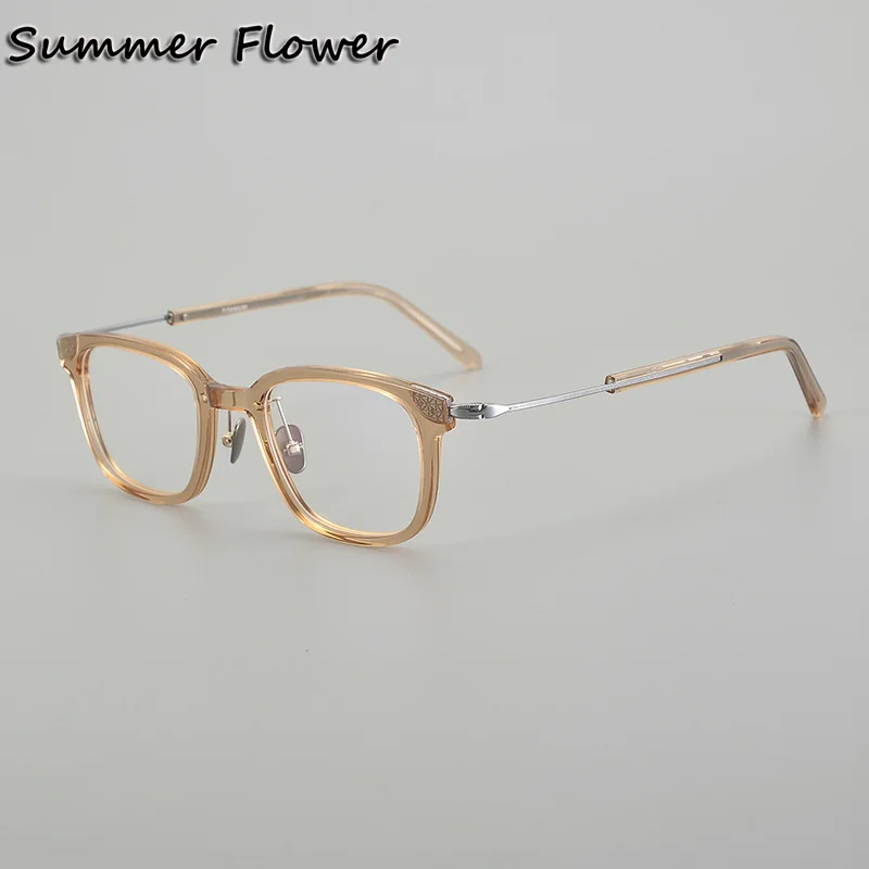 

148 mm Optical Glasses High End Frame Men Acetate Titanium Gafas High Prescription Lens Using Spectacle Reading Glasses Woman