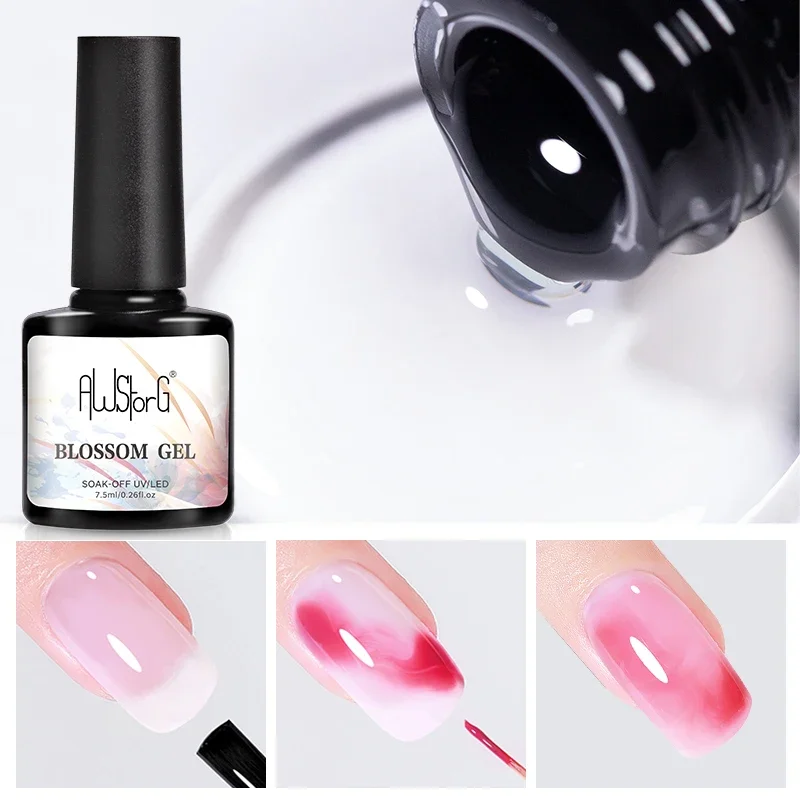 Clear Blooming Gel 7.5ml UV LED Soak Off เล็บสําหรับกระจายผลหินอ่อนเจลสีเคลือบเงา Top Base Coat