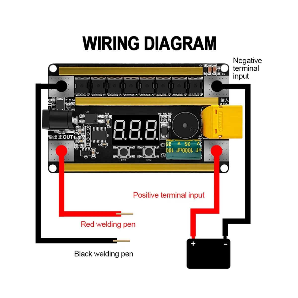 12V Handheld Adjustable Spot Welding Machine Control Board for 18650 Battery Spot Welder 0.1-0.2mm Nickel Sheet