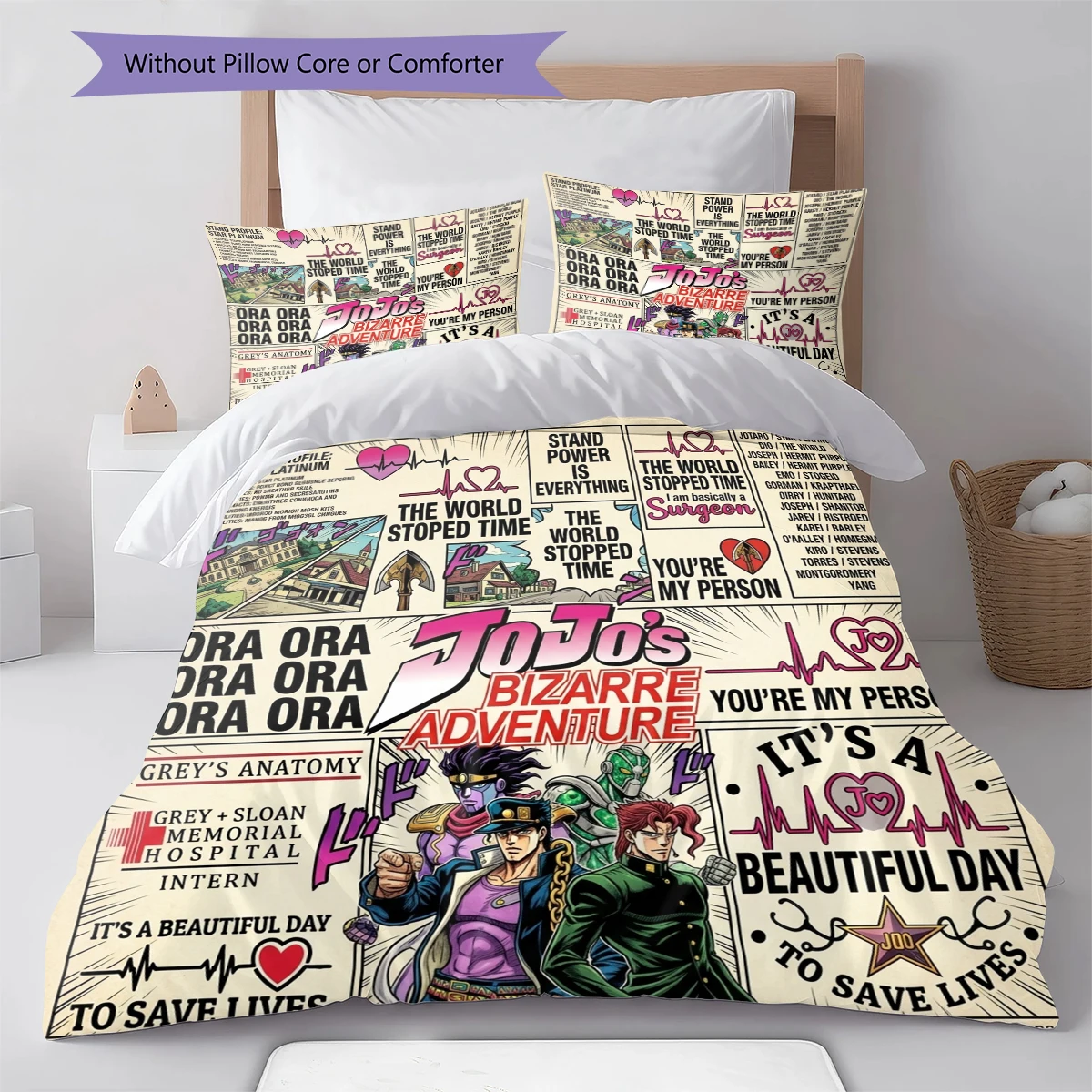 JoJos Bizarre Adventure Duvet Cover Soft Comfortable, Children Bedding Set Gift,Multiple Sizes -HE33