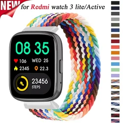 Braided Solo Loop Nylon Band for Redmi Watch 5/3 Lite Strap for Xiaomi Redmi Watch 5/3 Active Elastic Weave Bracelet Wristband