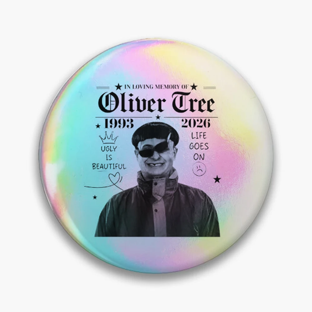 In Memory Of OT 1993-2026 Pin Holographic Star Heart Pin Brooches Laminated Button Fashion Accessory
