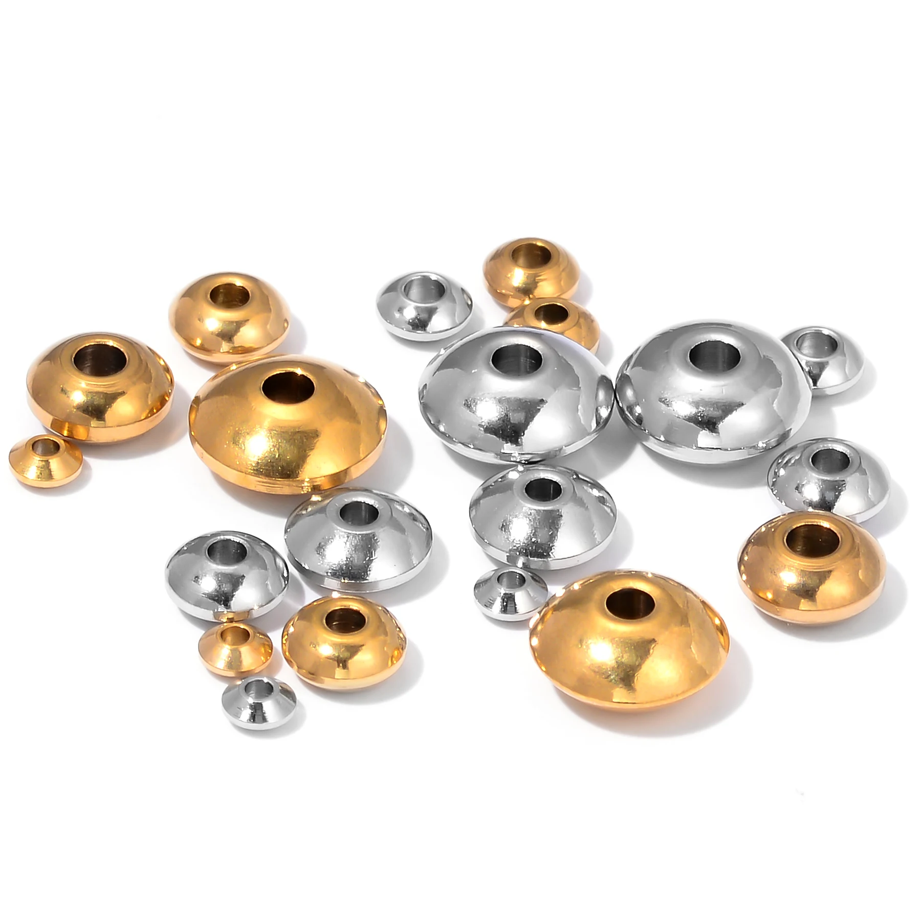 

20pcs/lot 3mm 4mm 5mm 6mm 8mm Stainless Steel Round Flat Rondelle Spacer Beads DIY Charms Beads for Jewelry Making Findings