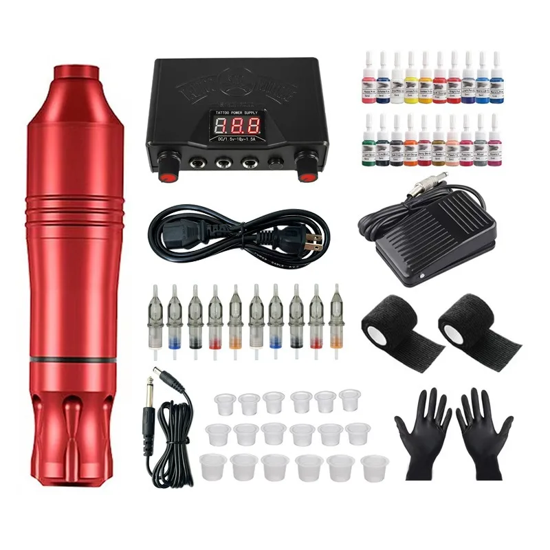 

Tattoo Machine Kit Wireless Tattoo Pen Machine 2000mAh Set with Wireless Power Supply Cartridge Needles Inks Tattoo Accessories