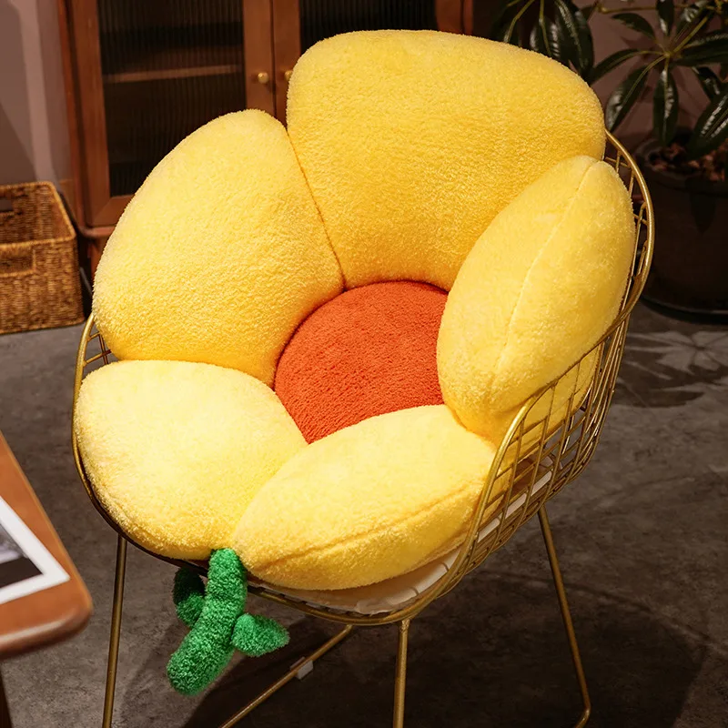 1pc 55/75CM Cute Flower Plush Pillows Stuffed Office Chair Lumbar Back Cushion Floor Mat Home Sofa Decoration for Girls Gift