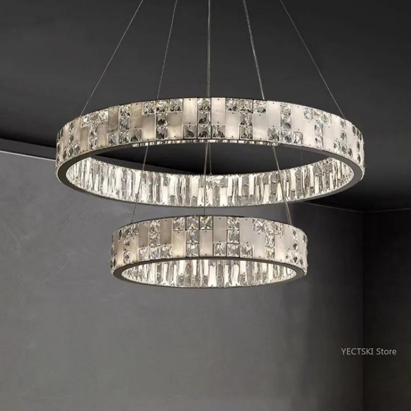 

Modern luxury crystal marble living room dining room pendant light, simple and atmospheric villa bedroom light