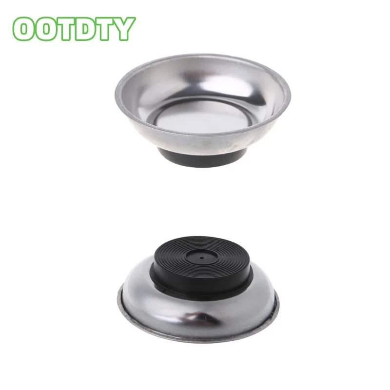 Round Magnetic Parts Tray Bowl Dish Stainless Steel Garage Holder Tool