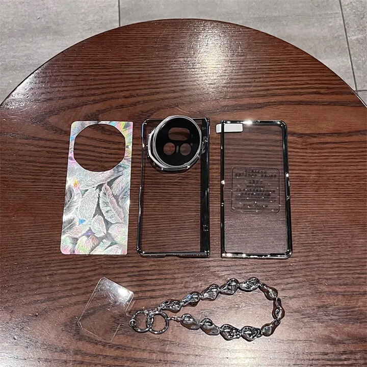 

For Honor Magic V5 Phone Case Huawei Magic V3 Lens Holder Feather Plated Bracelet Hinge Shell Film Folding Protective Cover