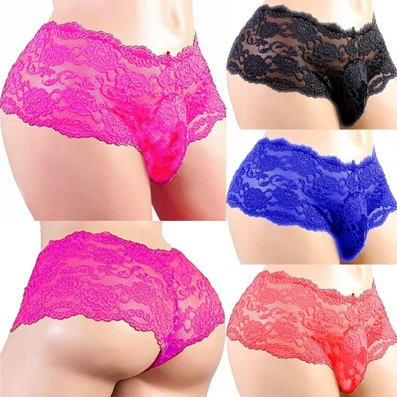 Sexy Lingerie Sexy Panties Men\'s Underwear Plus Siz Lace Sissy Male Breathable Jockstrap Briefs G-String Thongs Porno Underpants