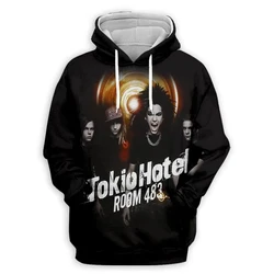 Tokio 호텔 3D 프린트 후드티 남녀공용, 오버사이즈 후드 풀오버, 후드 스웻셔츠, 운동복, 남성 의류, 캐주얼 패션
