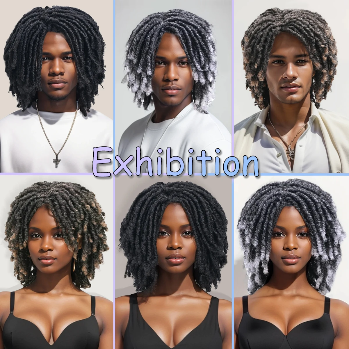 Synthetic Short Dreadlocks Wig Gold Curved and dirty braids Twist Wigs For African Men Daily Beautiful High Quality Hair