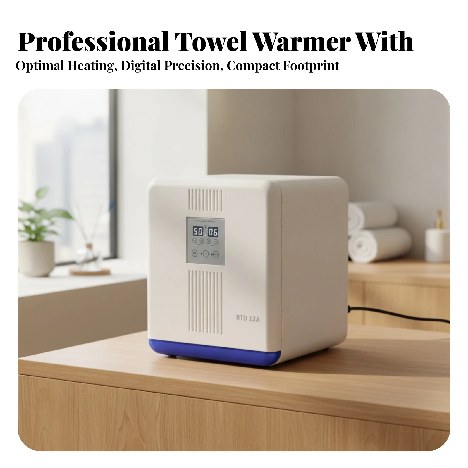 Towel Warmer Cabinet Hygienic Towel Sanitizer Cabinet Appliance Countertop Compact for Estheticians, Spas, Salons