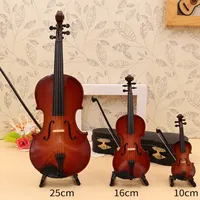 Miniature Violin Model - Realistic Mini Decorative Violin Non-Functional For Display Includes Leather Case and Stand