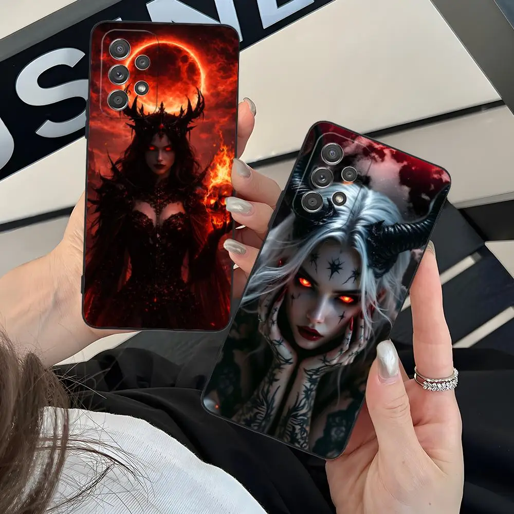 Dark Goddess Lilith Phone Case for Samsung Galaxy M55 54 42 35 34 33 32 23 22 15 14 13 12 F55 5G Soft TPU Shockproof Cover