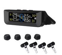 Car TPMS Tire Pressure Monitoring System Solar Charging HD Digital LCD Display Auto Alarms Wireless External Sensors TPMS