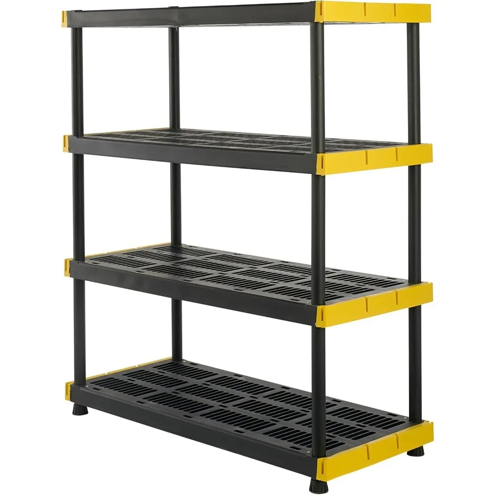 

Black & Yellow, 4/5-Tier Heavy Duty Plastic Storage Shelving Unit, 200lbs/shelf for Indoor/Outdoor Organization