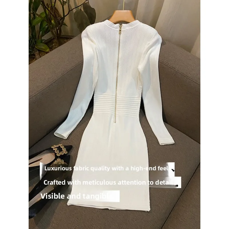 التخسيس V-Ne محبوك الدكتور المرأة عالية الخصر Bodycon تنورة الذهب زر با سستة 435 كلمة الدكتور Ci تخفيف Sle #4