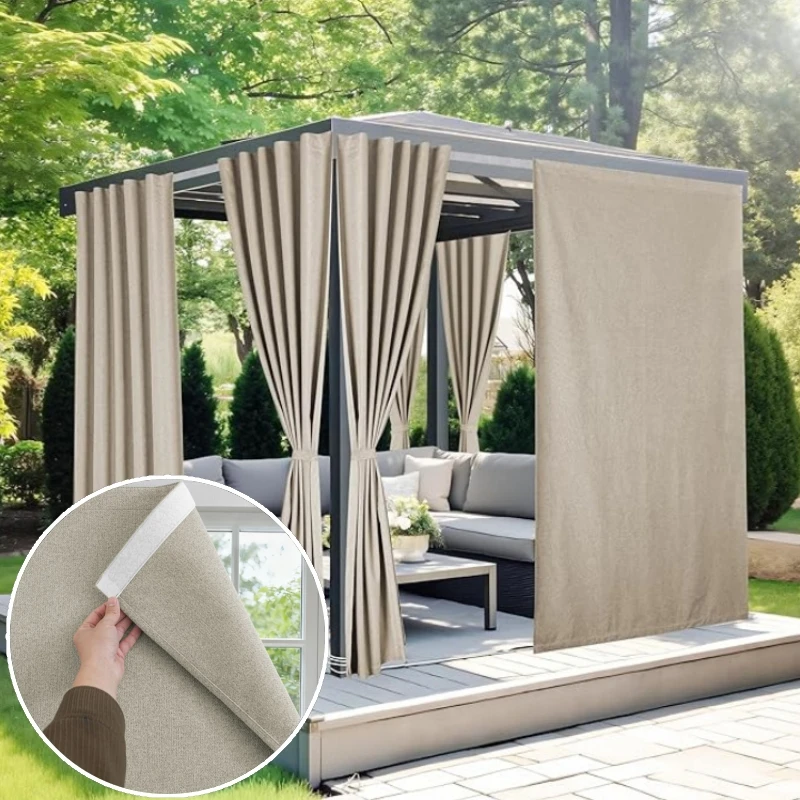 Linen Fabric Magic Window Curtain, Thermal Insulated Blackout Shade, Removable Heat Blocking Privacy Cover for BedRoom Decor