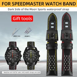 For Omega Speedmaster 311 Dark Side of the Moon Apollo 8  44.25mm Dial Black and Yellow leather watch Strap Men's 21mm bracelet