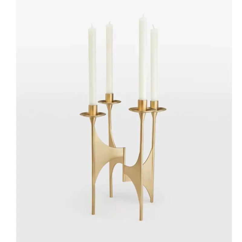 European-style medieval brass multi-headed candle holder, homestay model house, home art atmosphere decorative