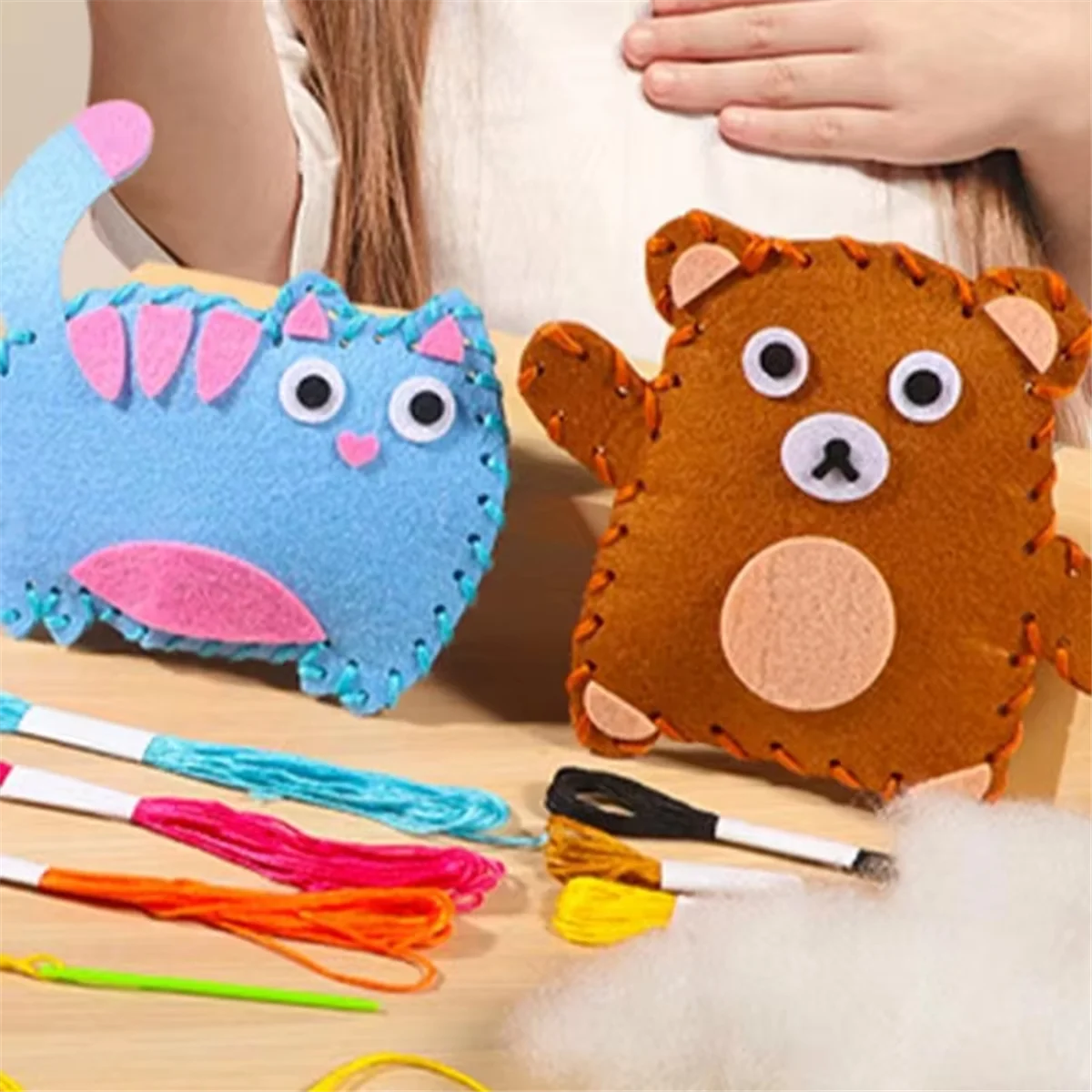 

WOTT Kids Sewing Kit Doll Sewing Kit for Kid Doll Making Supplies Learn to Sew Stuffed Animal Dolls Kid'S Sewing Kit