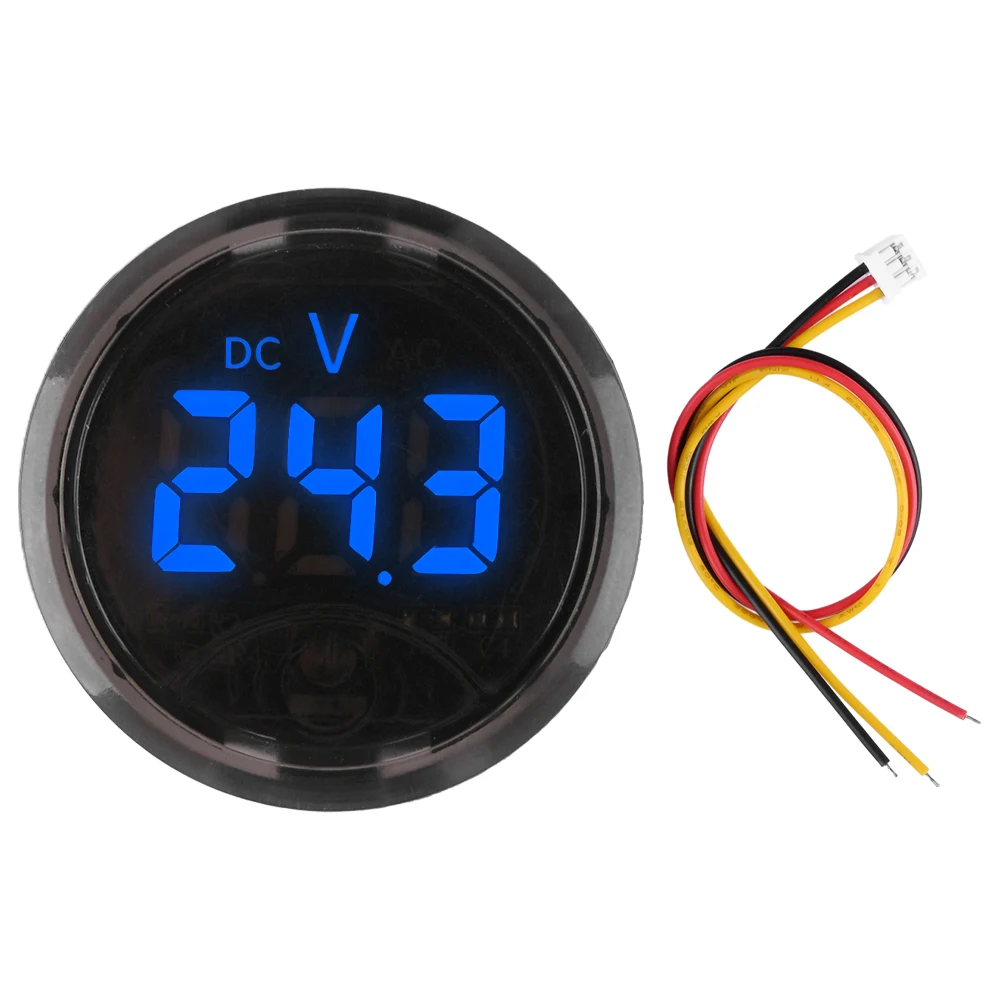 Voltmeter DC 0~120V LED Digital Display Round Two /Three Wire Panel Voltage Meter for Car Tool Accessories