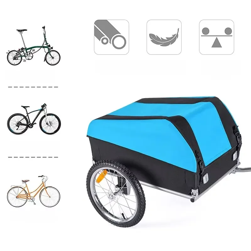 Portable Foldable Bicycle Trailer High Strength Small Camping Outdoor Cart with Shock Absorbing Springs for Bike Transport