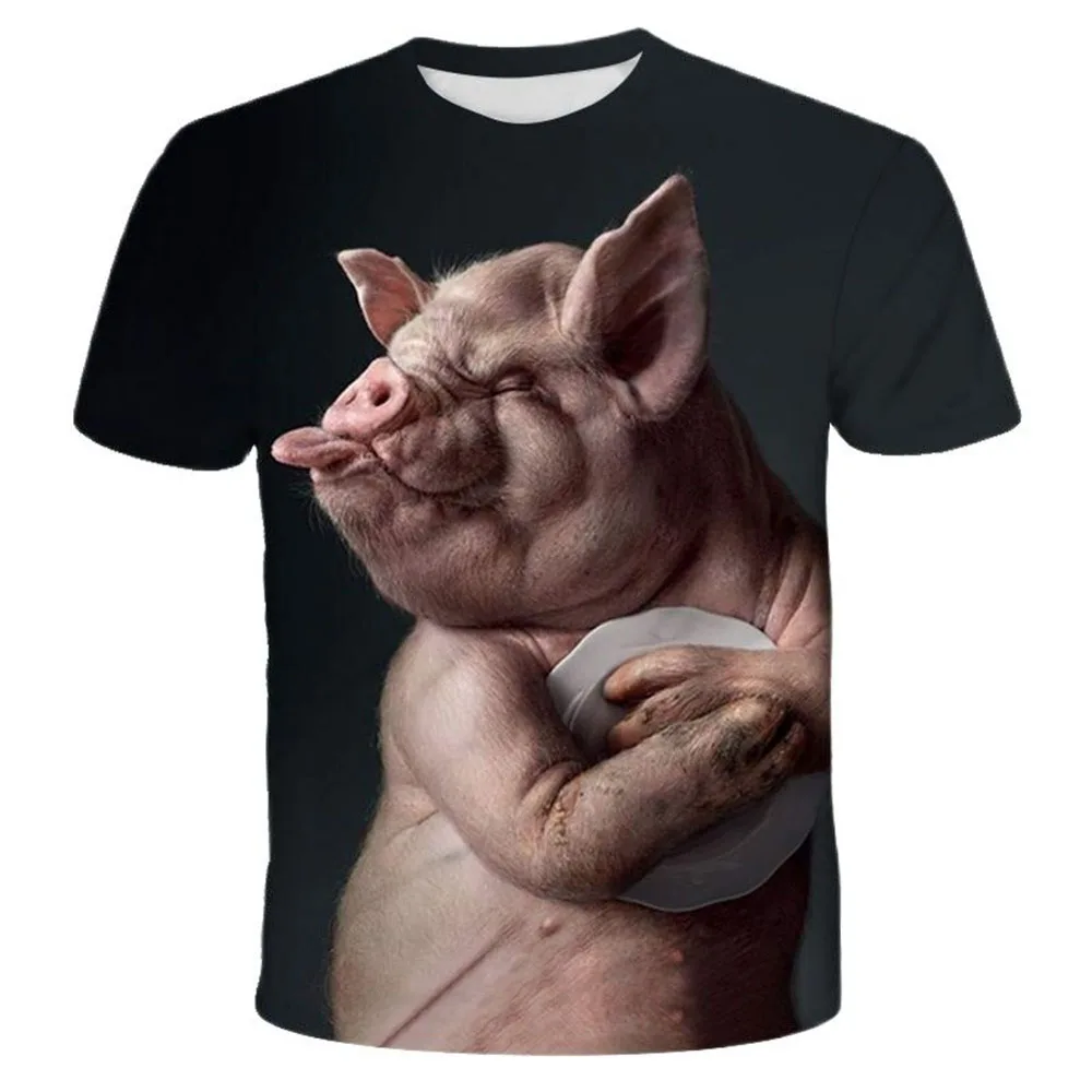 2023 Funny Pig Men\'s T-shirt 3d Printed Animal Pattern Men\'s Short-sleeved Tees Original Cute Fierce Tops T Shirts Clothing 5xl