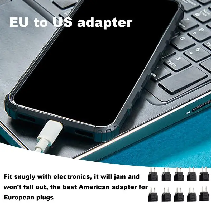 European To US Adapter 10Pcs International Plug Adaptors Travel Small European To US Outlet Plug Adapter For Spain Israel Italy