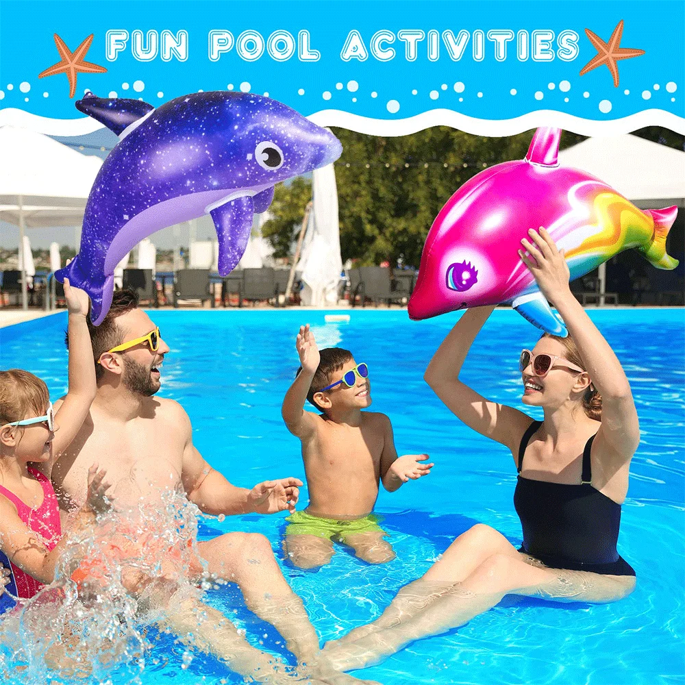 Ballon gonflable en PVC, dauphin arc-en-ciel, 33 pouces, requin de mer profonde, plage, piscine,