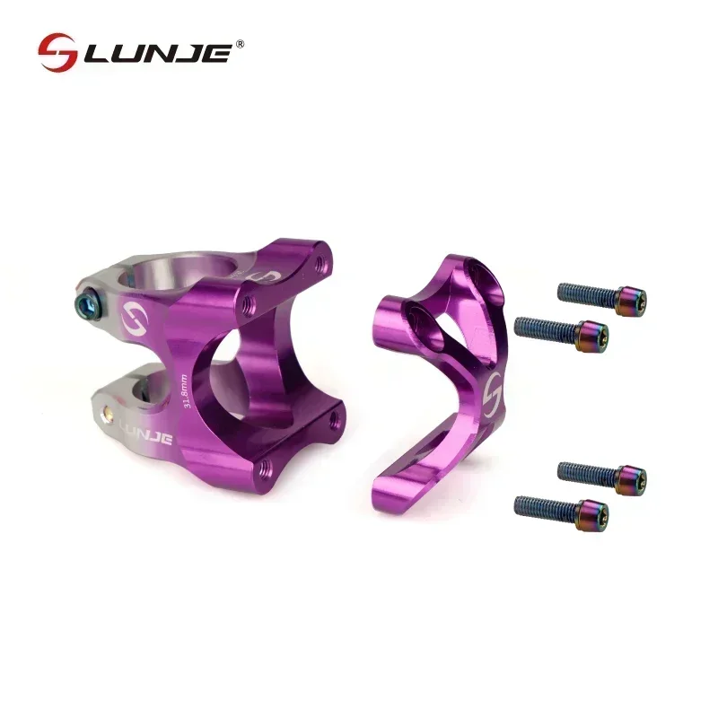 LUNJE Bicycle Handlebar Stem Mtb Power Short  Mountain Bike Bridge 31.8 Pipe Two color Gradient Stem Cycling Stem Riser Table